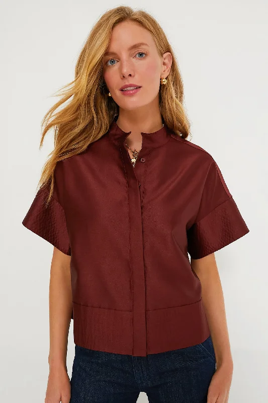 Best Bargains Oxblood Dupioni Trapunto Stitch Sofia Shirt