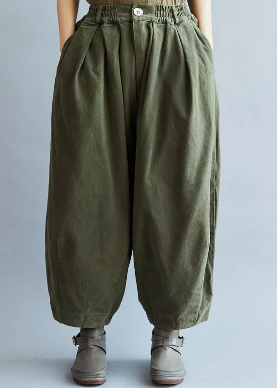 Limited Availability Chic Army Green Pockets wide leg pants Spring