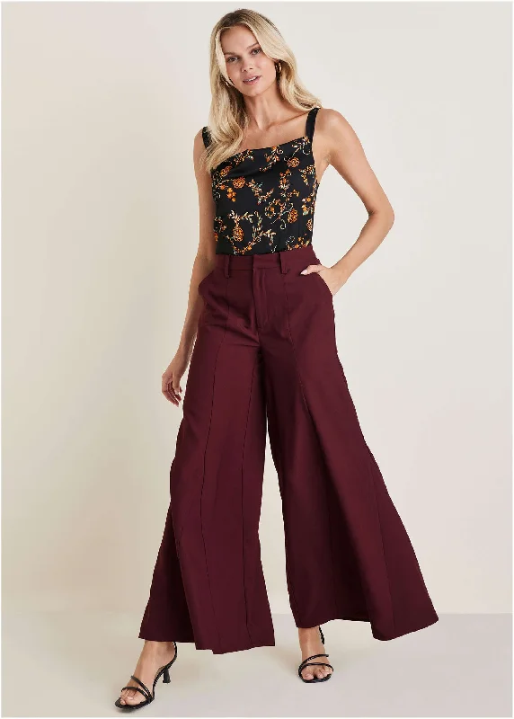 Weekend Savings Bonanza Dramatic Flare Pants - Wine