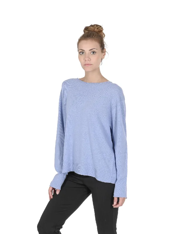 Weekend Savings Fiesta Crown of Edinburgh Cashmere Women's Cashmere Boatneck Sweater in Sky blue - L