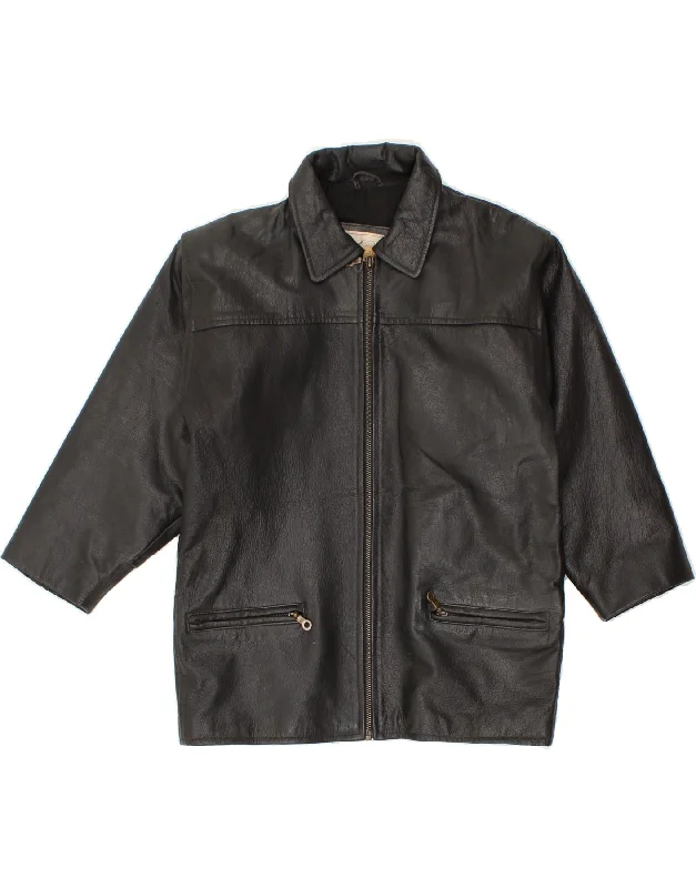 Bargain Bin VINTAGE Womens Leather Jacket IT 38 XS Black Leather