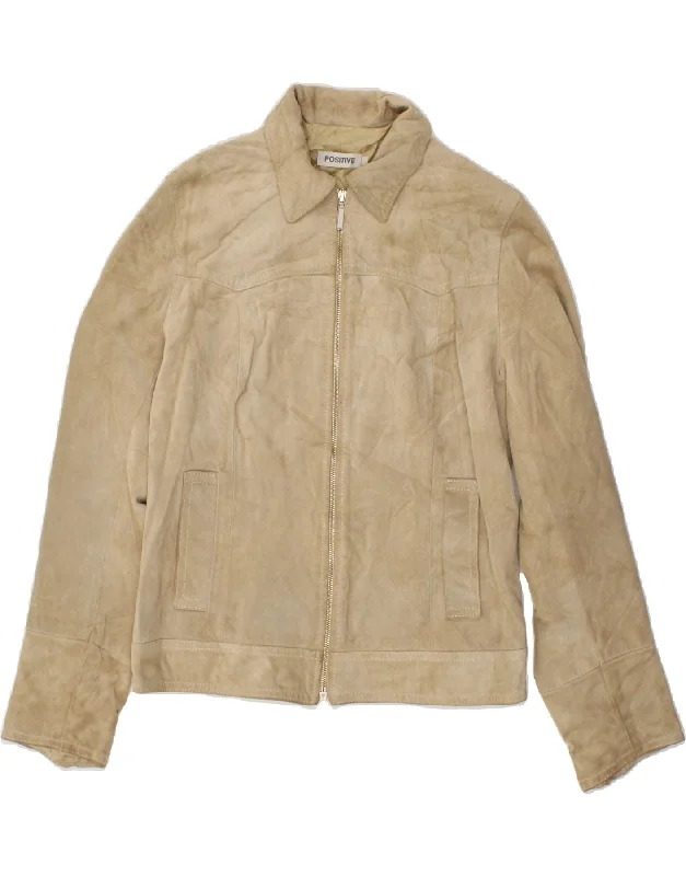 Price Drop VINTAGE Womens Suede Jacket UK 14 Medium Beige