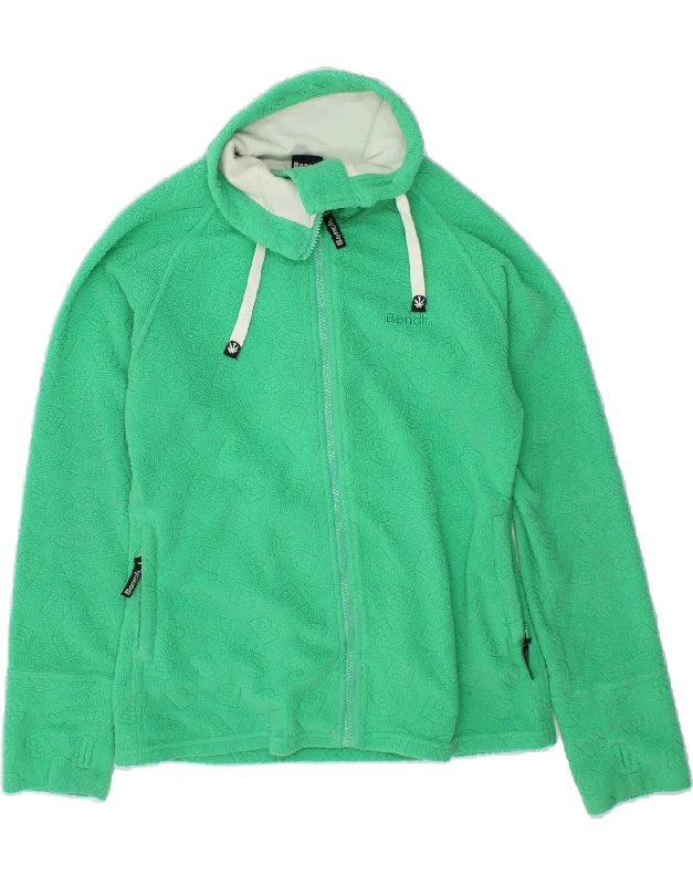 Weekend Savings Spree BENCH Womens Graphic Fleece Jacket UK 14 Large Green Polyester