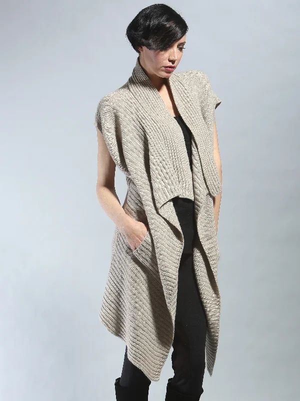 Savings Event Ribbed Sleeveless Long Cardigan