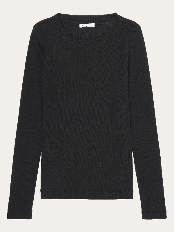Best Seller Rib Scoop neck long sleeved - Black Jet