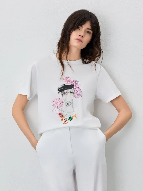 Pay Less Regular Fit T-shirt In Organic Cotton With Greyhound Illustration