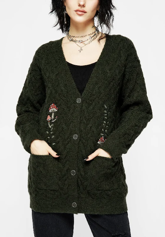 Exclusive Deal Seelie Embroidered Cable Knit Cardigan