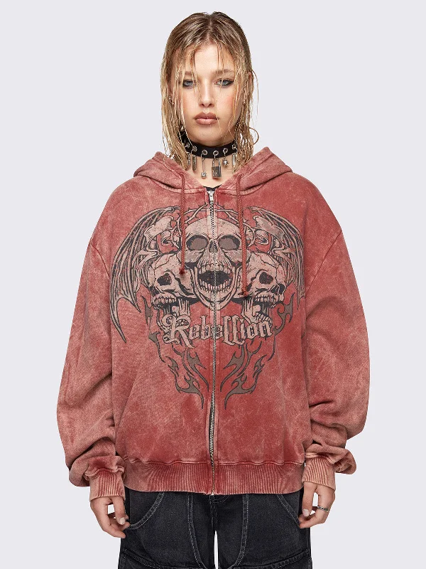 Bargain Bin Rebellion Wash Zip Up Hoodie