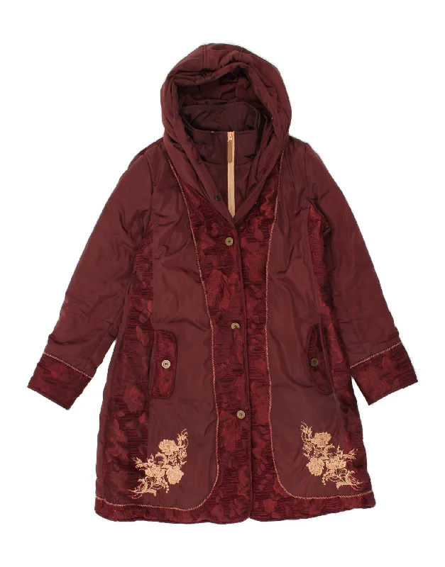 One-Day Only JOE BROWNS Womens Hooded Overcoat UK 14 Large Red Floral Polyester