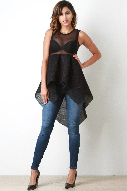 Midnight Sale Scuba Mesh Peplum Top