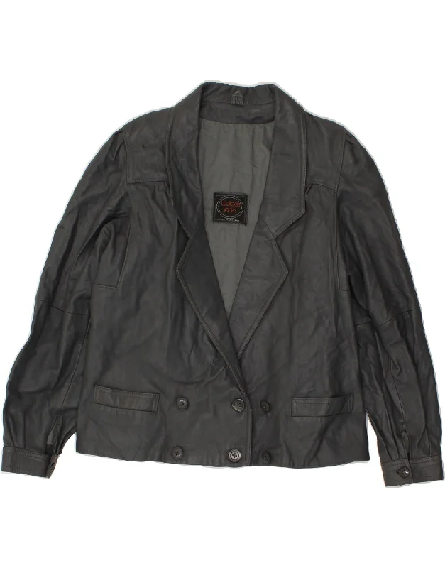 Super Bargain VINTAGE Womens Leather Jacket UK 14 Large Grey Leather