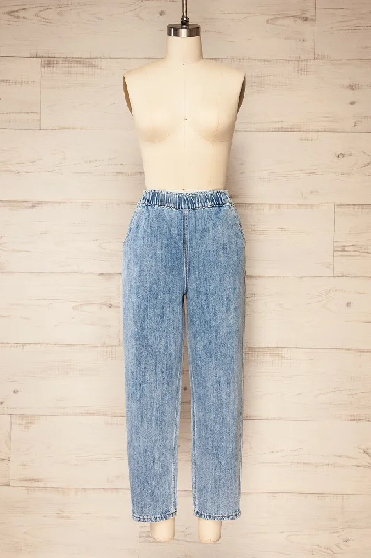 Act Now Gutierrez | Cropped Denim Pants w/ Elastic Waist