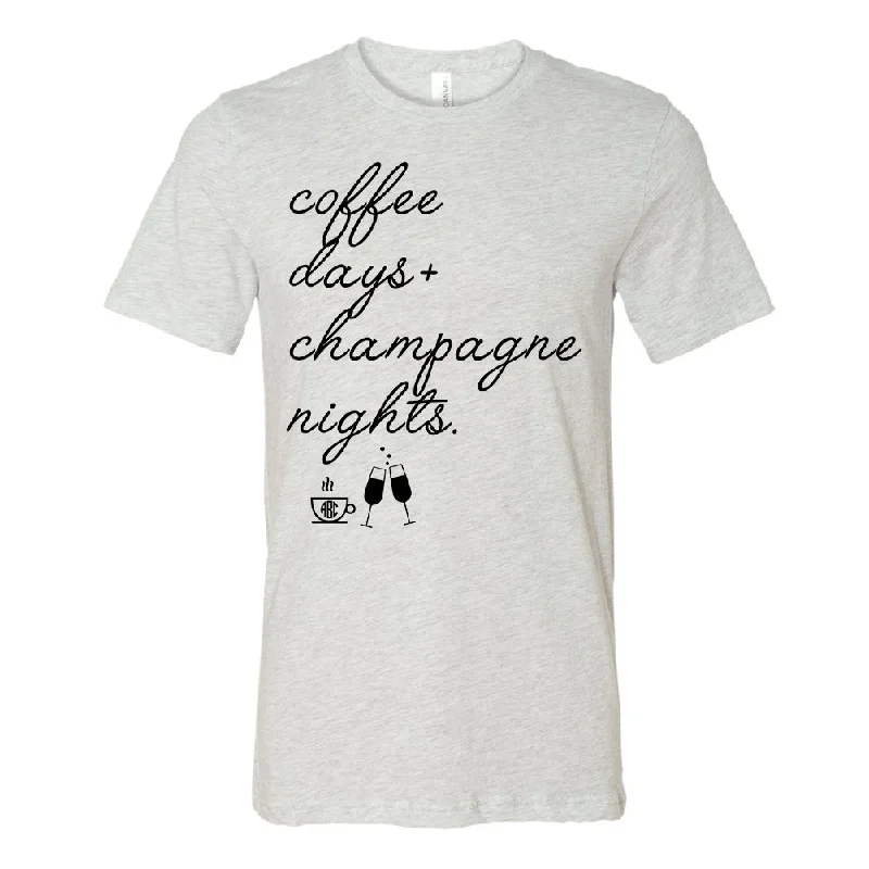 Discount Days Monogrammed 'Coffee Days + Champagne Nights' Premium T-Shirt