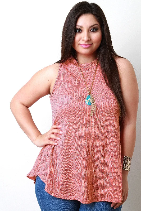 Stock Clearance Knit Sleeveless Key Hole Top