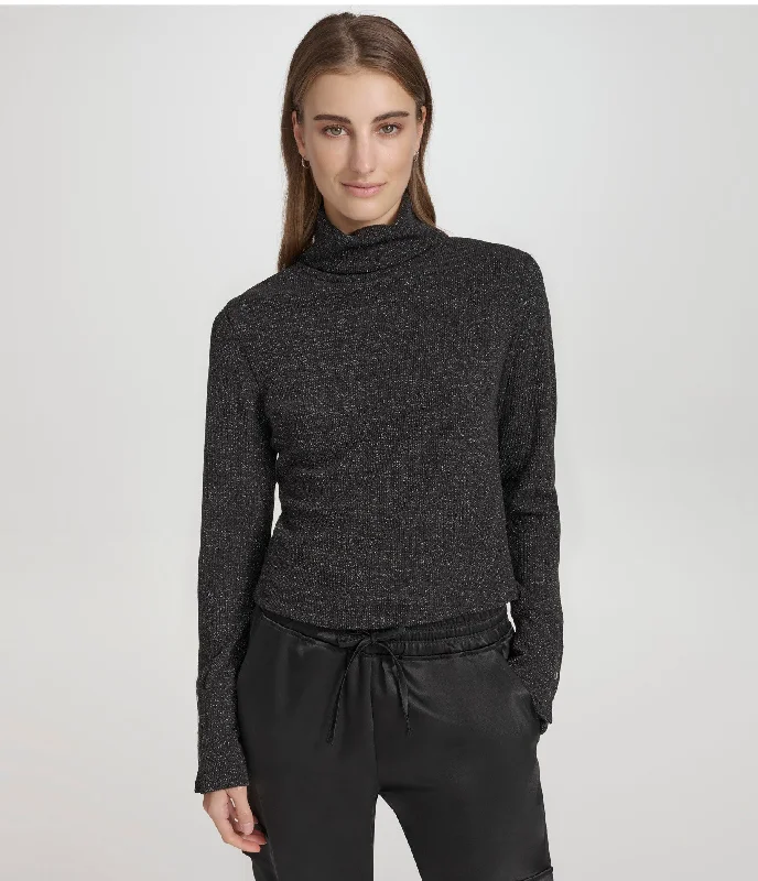 Deal Explosion Sweater Knit Turtleneck with Faux Snaps