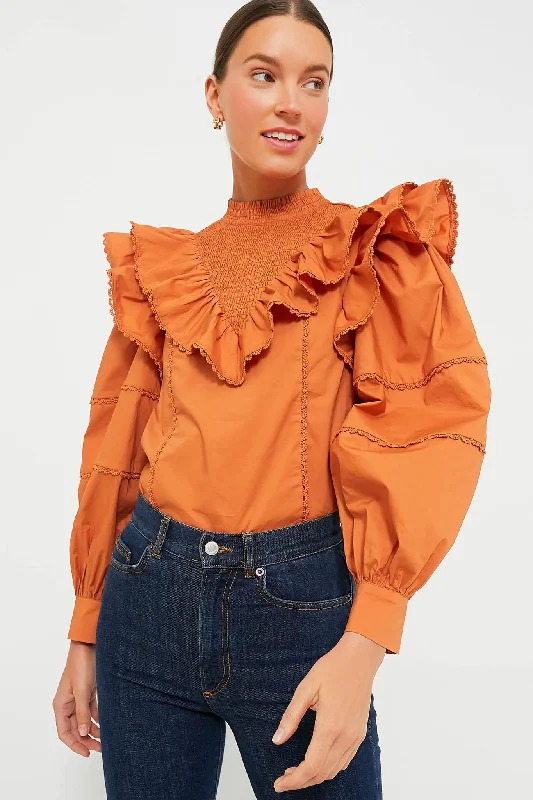 Weekend Deal Persimmon Ruffle Parker Blouse