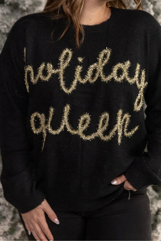 Act Fast Holiday Queen Tinsel Sweater
