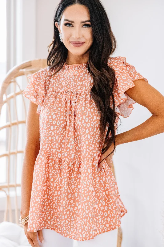Exclusive Online Offer Express Yourself Sunset Orange Leopard Top