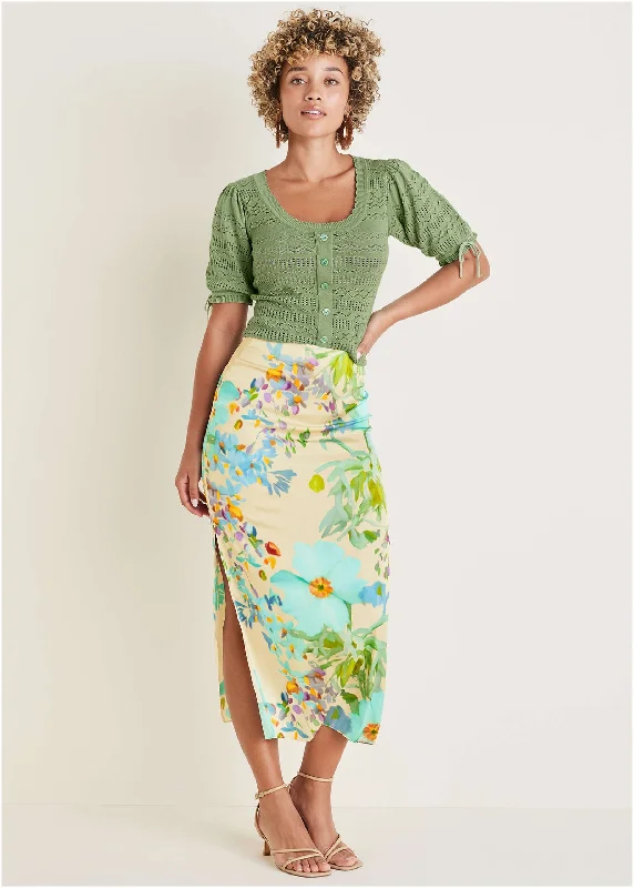 Bonus Offer Midi Slip Skirt - Coquette Bouquet