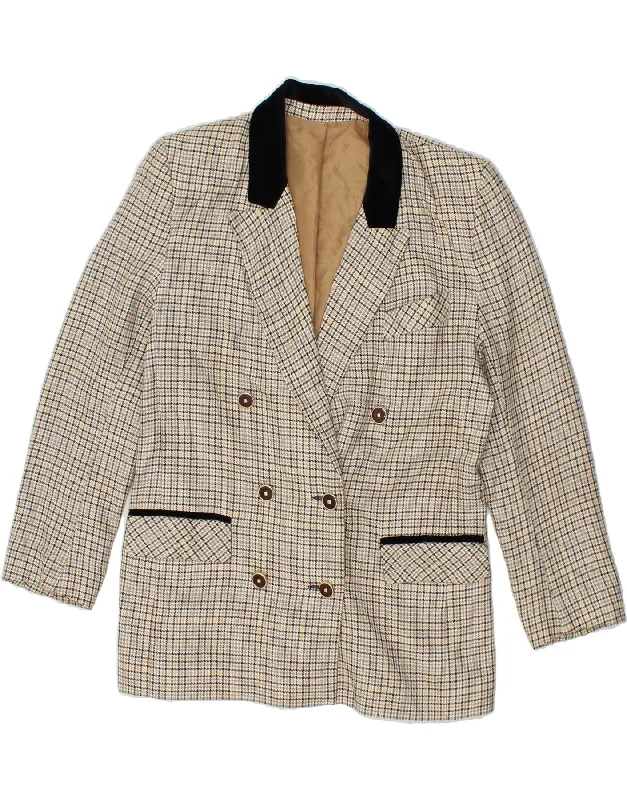 Low Price VINTAGE Womens Double Breasted Blazer Jacket UK 12 Medium Beige