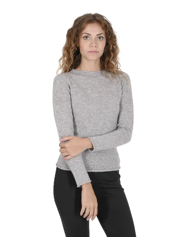 Bargain Prices Crown of Edinburgh Cashmere Women's Premium Italian Cashmere Boatneck Sweater in Grigio Cenere - M