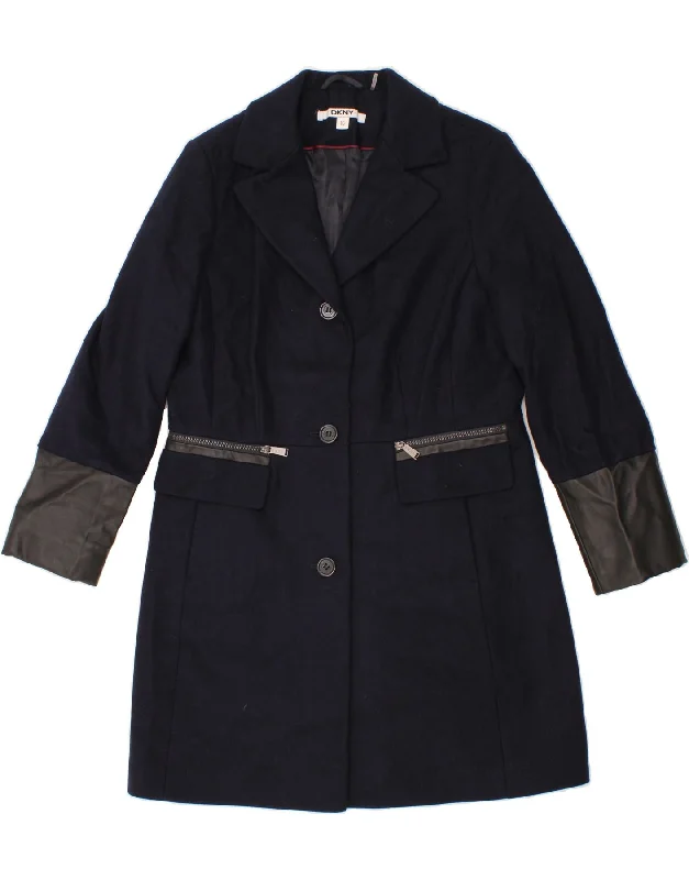 Lowest Price DKNY Womens Overcoat UK 16 Large  Navy Blue New Wool