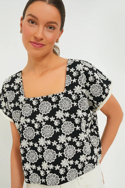 Today Only Black & Ivory Eyelet Vivienne Blouse