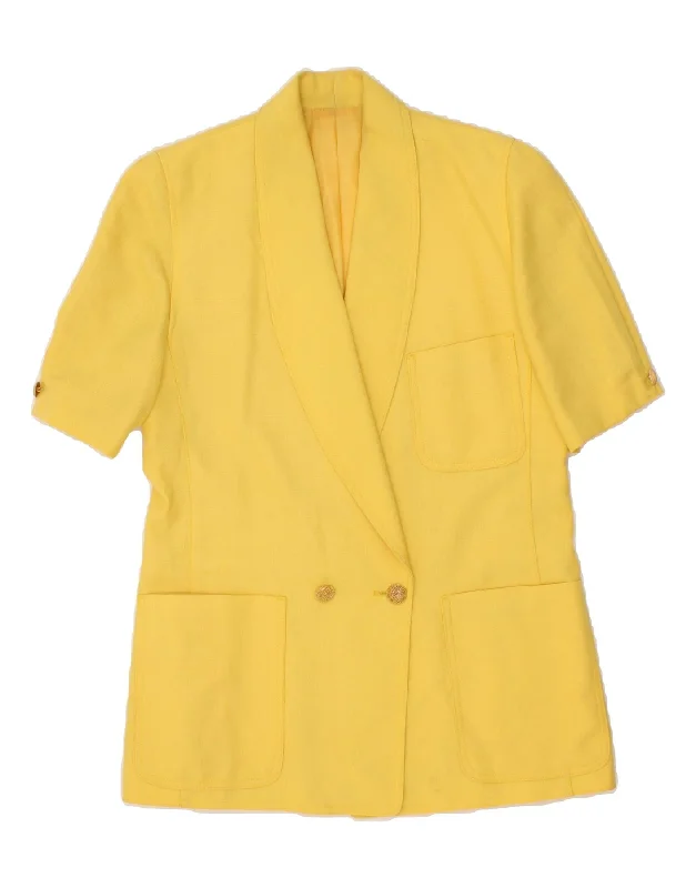 Weekend Specials Just for You LORETTA BLOOM Womens Short Sleeve Blazer Jacket US 8 Medium Yellow