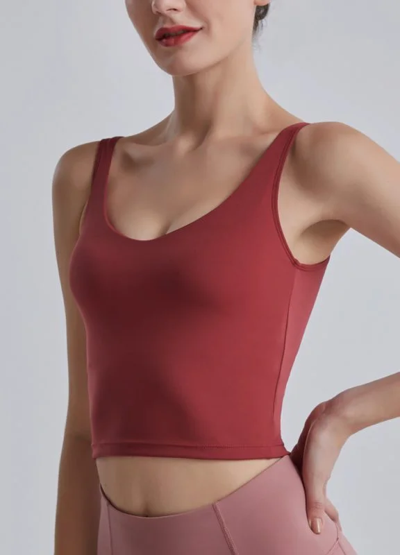 Hurry In Women’s Tank Top with Built in Bra-Red