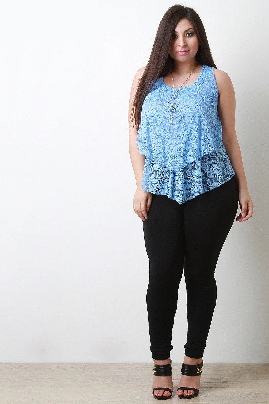 Deep Discounts Layered Lace Sleeveless Top