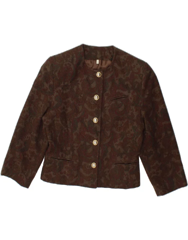Amazing Deals VINTAGE Womens 5 Button Blazer Jacket IT 44 Medium Brown Paisley Wool