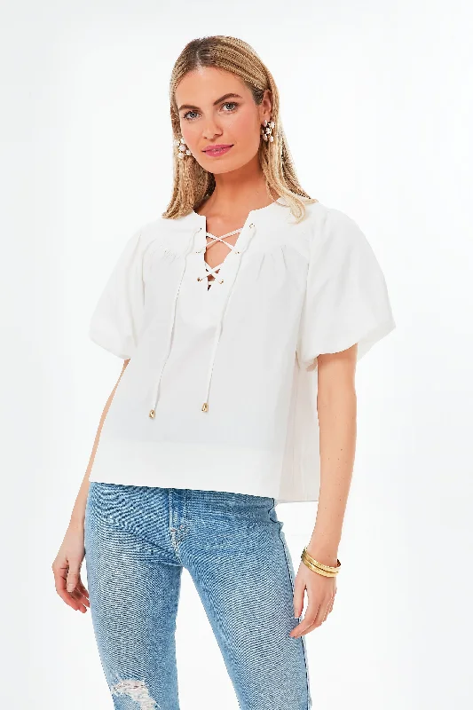 Limited Availability White Tie Front Robbie Top