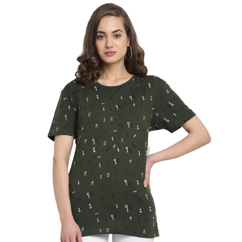 Huge Discounts Vimal Jonney Olive Half Sleeve T-shirt For Women's