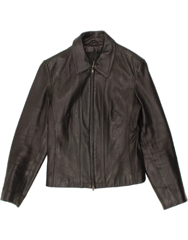 Limited Offer OLSEN Womens Leather Jacket UK 14 Medium  Black Leather