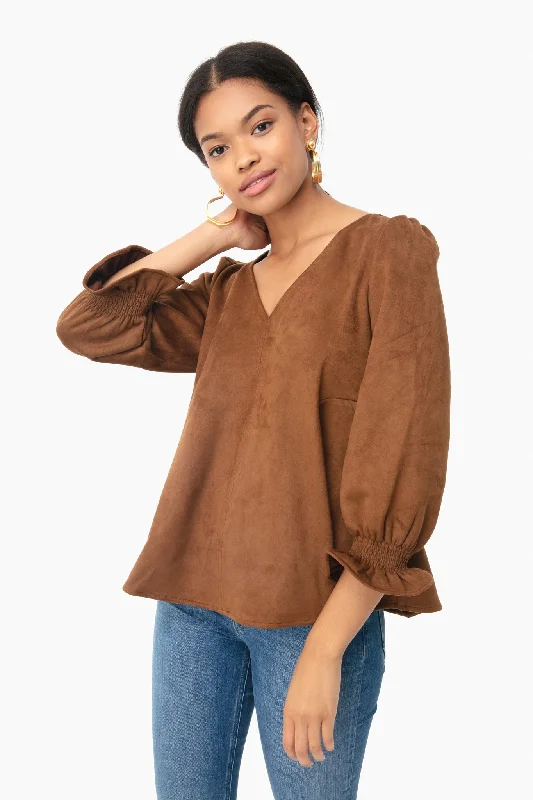 Special Price Brown Suede Easton Blouse