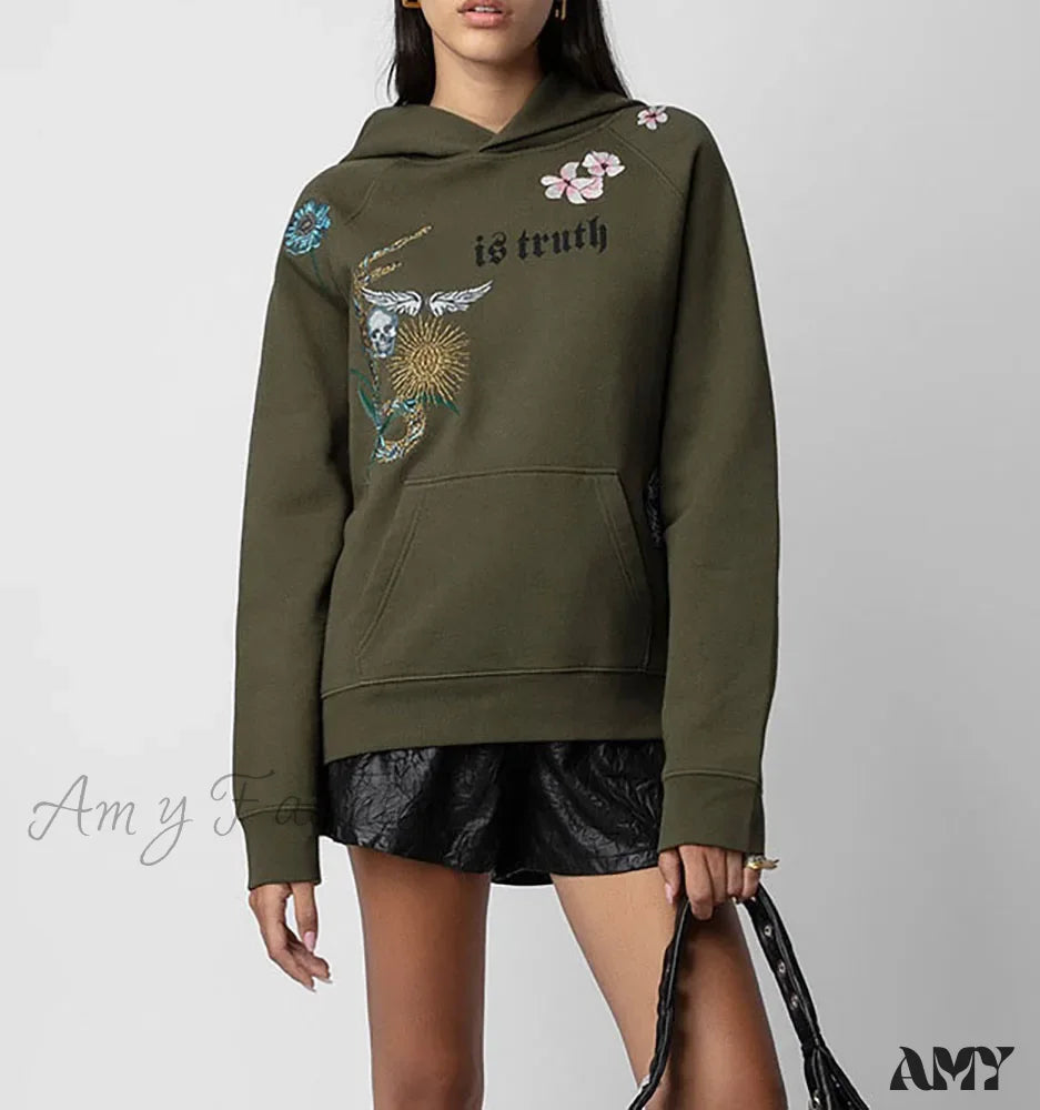 Super Bargain Embroidered Fleece Cozy Comfortable Trendy Soft Graphic Hoodies