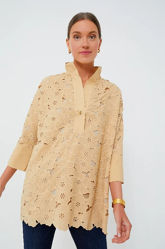 Weekend Bargains to Cherish Tan Lace Willow Blouse