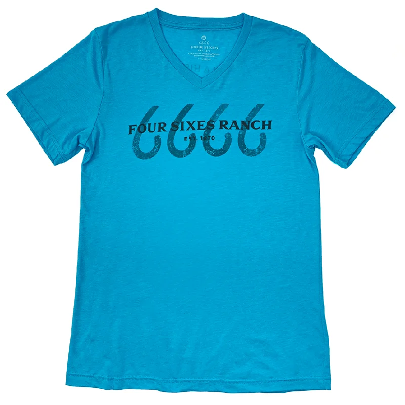 Weekend Deal Brands with Background V-Neck Turquoise