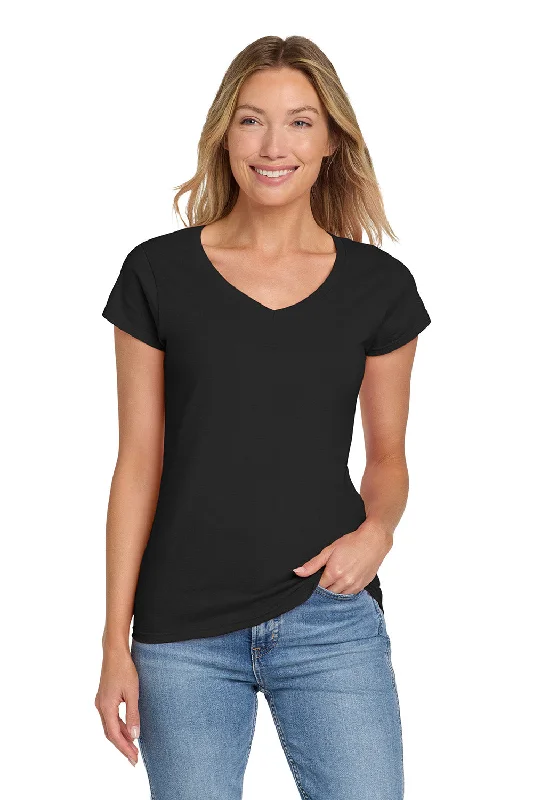Price Cut Gildan Womens Softstyle Short Sleeve V-Neck T-Shirt - Black