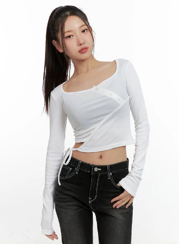 Weekend Discounts to Enjoy Asymmetrical Strappy Long Sleeve CN412