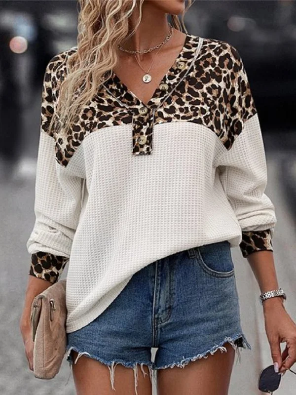 Today’s Special Leopard V-Neck Long Sleeve T-Shirt