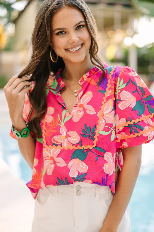 Early Access Never Leave You Pink Floral Blouse