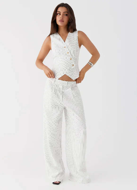 Weekend Offers That Shine Midnight City Suit Pants - White Pinstripe