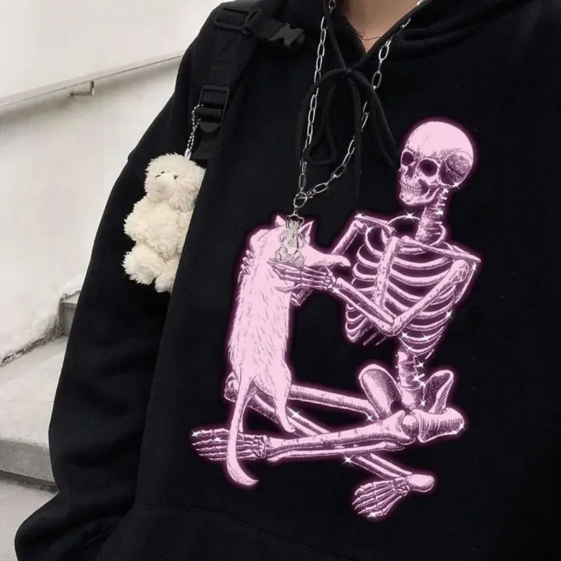 Value Deals Gothic Casual Flame Skull Stylish Hoodie Jacket