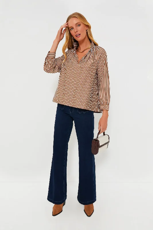Limited Stock Mocha Stripe Emy Top
