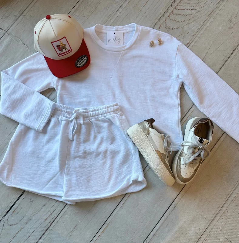 Weekend Special White Wide Sleeve Boxy Sweatshirt