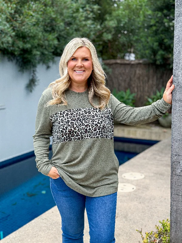 Flash Deal Oak Jumper - Khaki/Leopard
