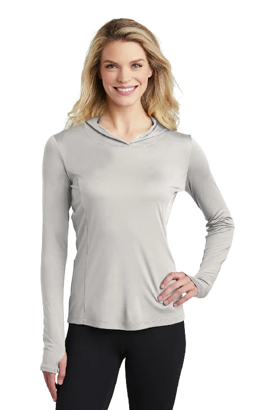 Weekend Specials to Cherish Sport-Tek Womens Competitor Moisture Wicking Long Sleeve Hooded T-Shirt Hoodie - Silver Grey