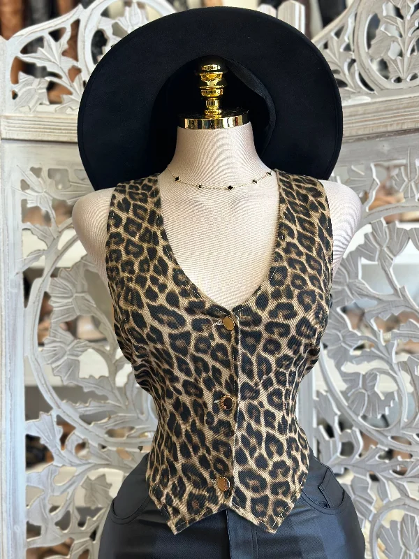 Today Only Cheetah Print Vest- Slightly Stretchy, Estira Poco