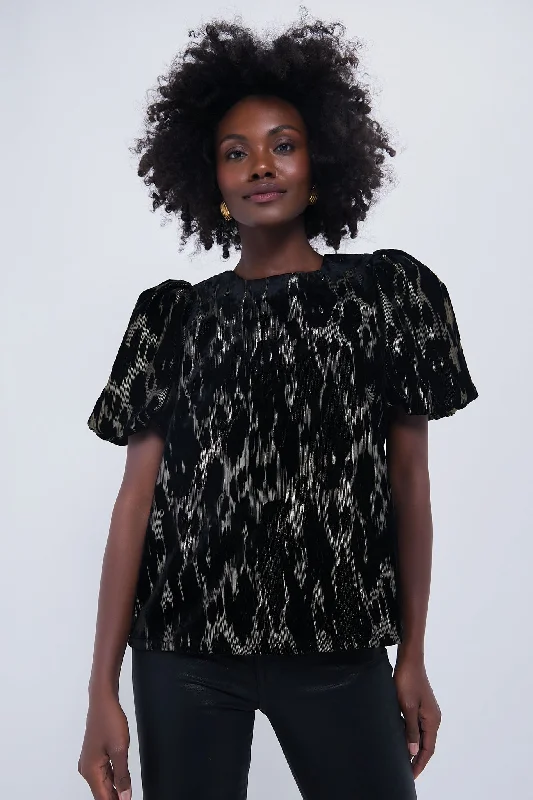 Stock Clearance Metallic Velvet Burnout Lyla Blouse